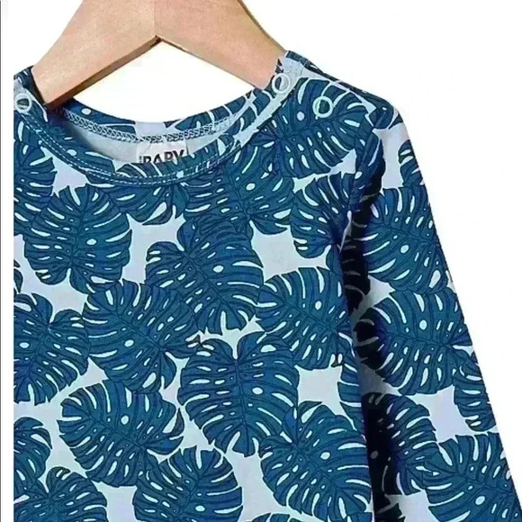 Cotton On Frosty Blue Tropical Leaf Romper 3/9 Months NWT - Picture 2 of 5